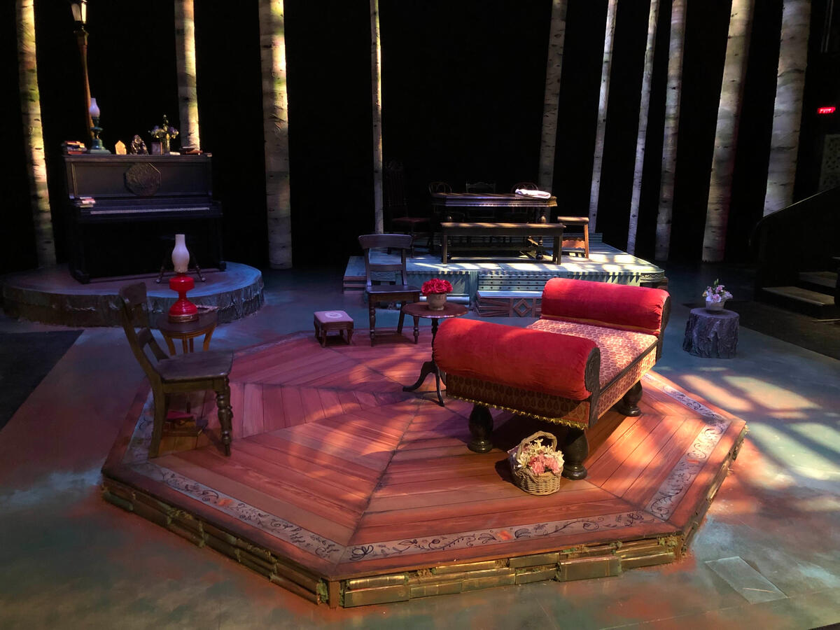 UCR set for Three Sisters 2024 (assisted. In. Paint and assembling platforms, painted flooring, paint and assemble tree standees, assemble set + props each show