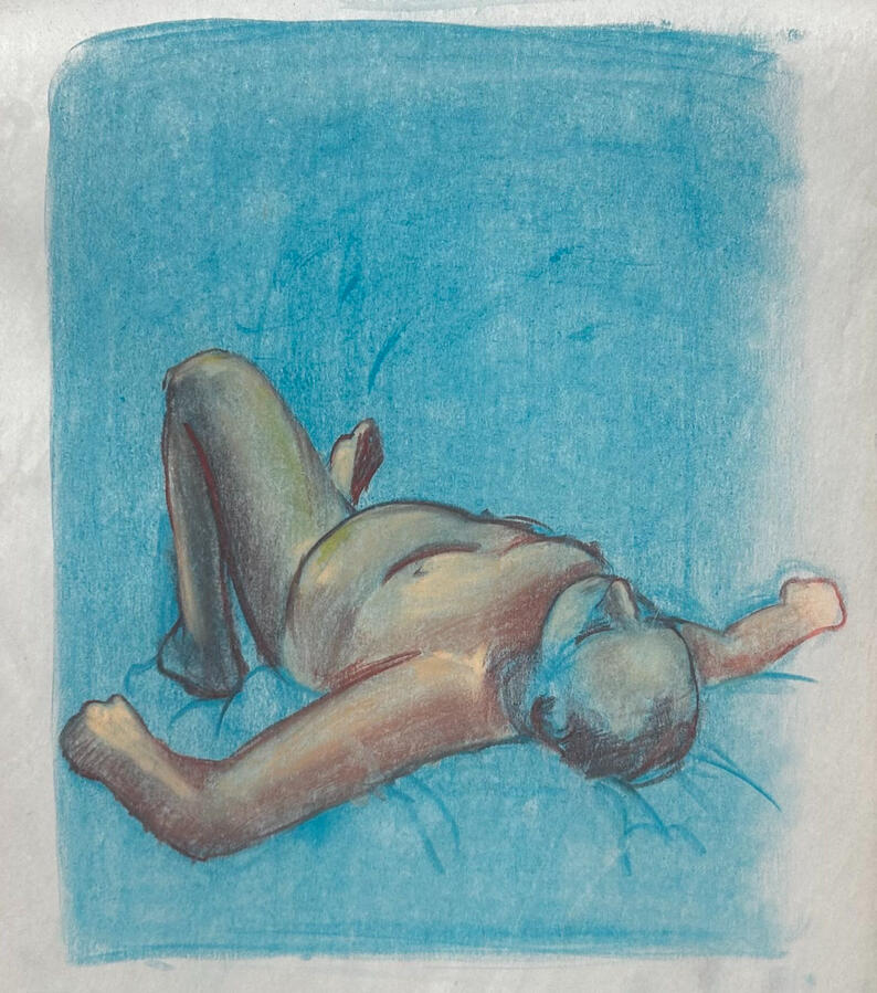 another figure study (newsprint + pastels)